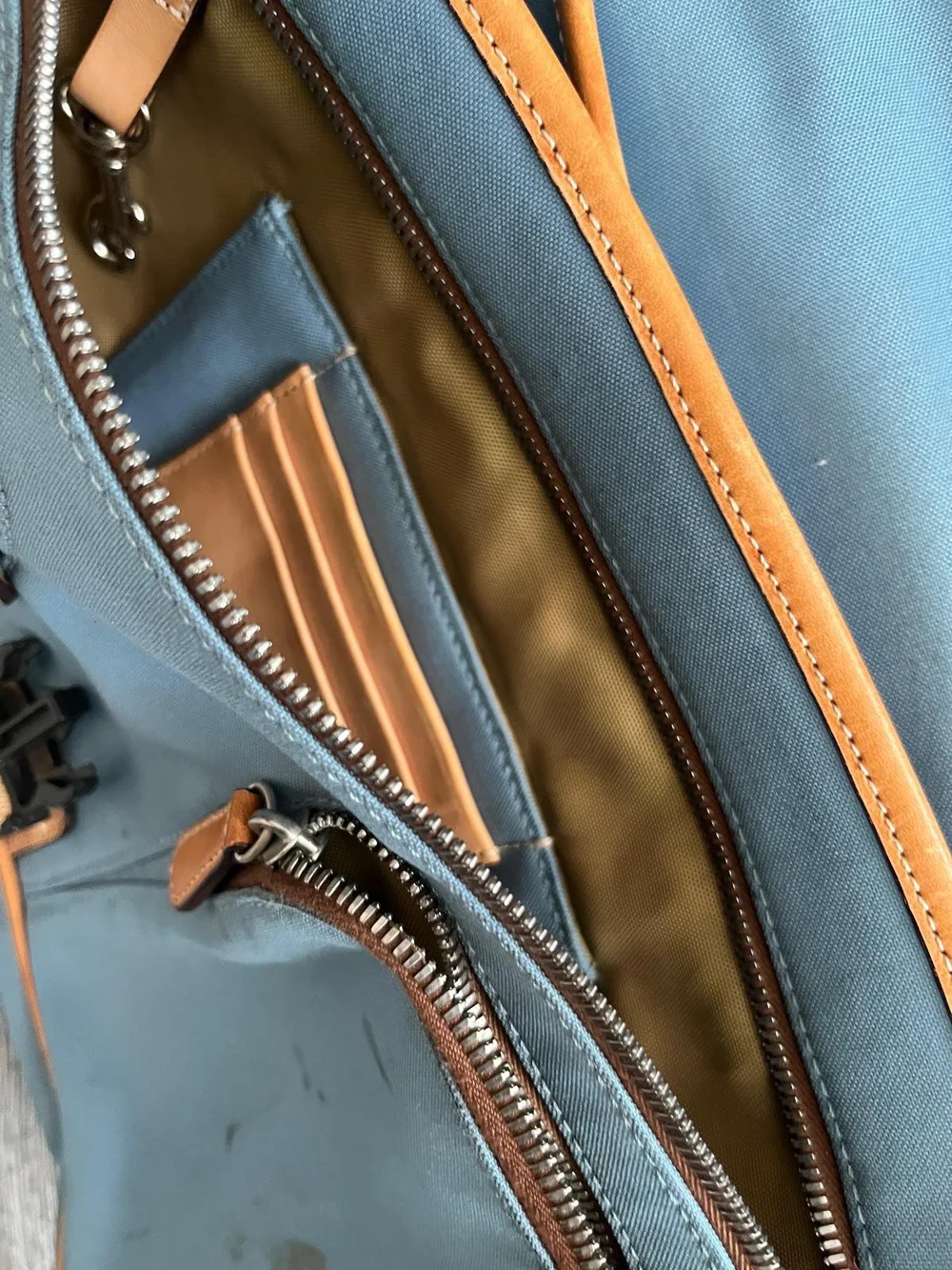 Coach Blue and Tan Leather-Trim Messenger Crossbody